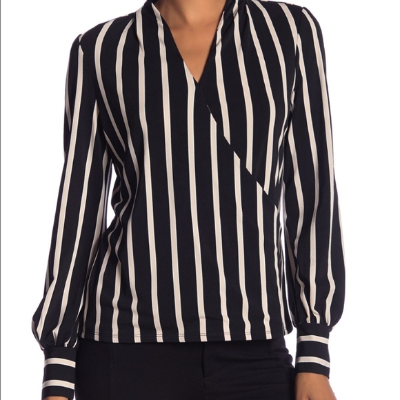 Adrianna Papell Tops - Adrianna Papell stripped  long sleeve blouse